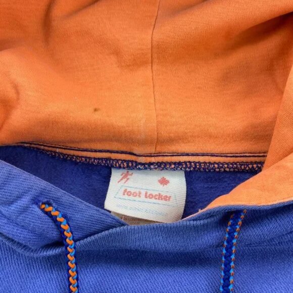 Vintage Foot Locker Sweater One Size Fits Up to Men Large Blue Orange Hoodie 80s - Picture 3 of 9